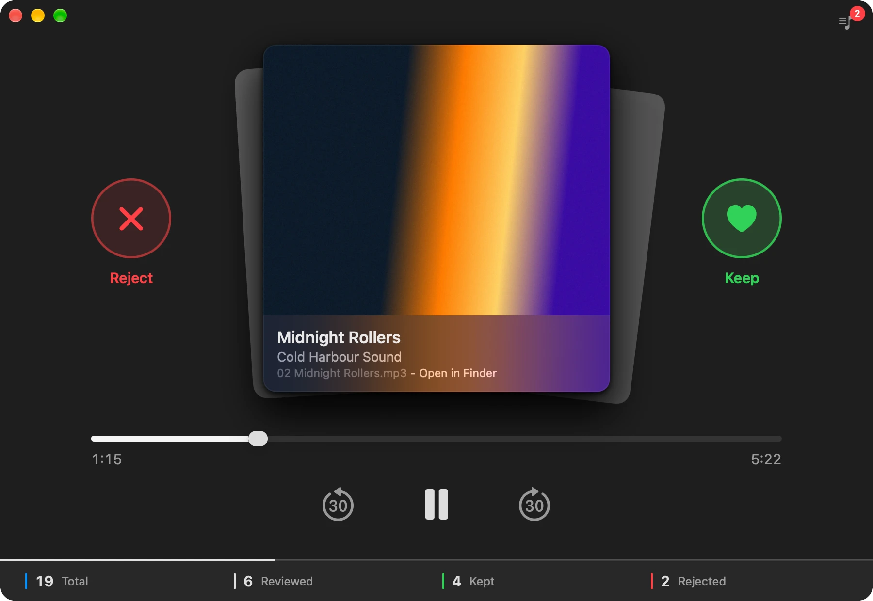 Siffter reviewing Midnight Rollers by Cold Harbour Sound from a music folder