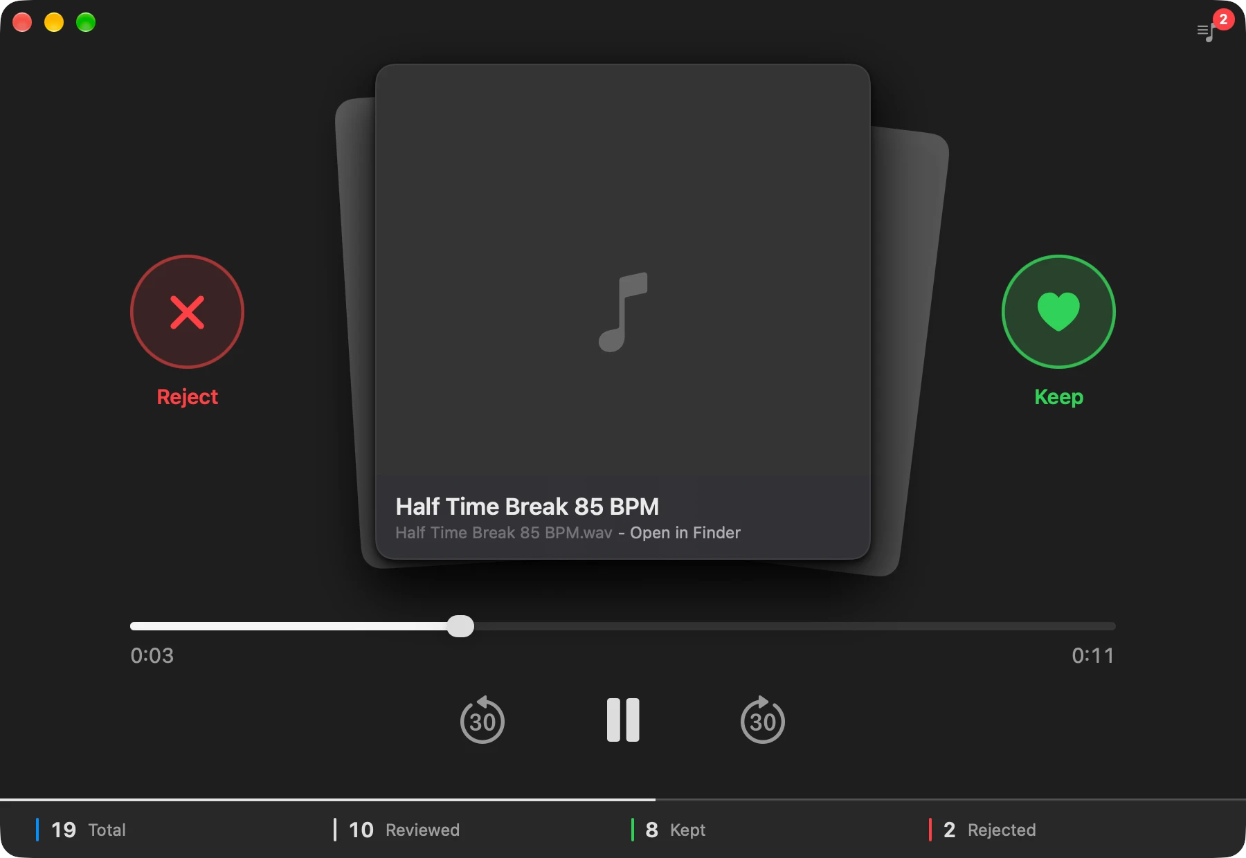 Siffter reviewing a Half Time Break 85 BPM sample